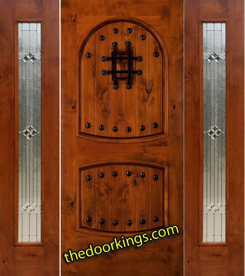 10 panel wood door with two mystic sidelites
